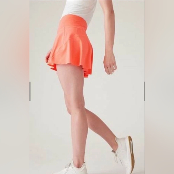Athleta Ace Tennis Skort Coral Orange Built-In Shorts Athletic Skirt M - Picture 2 of 9